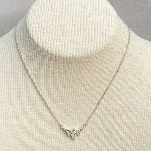 Avon Necklace Tiny Clear Rhinestones Butterfly Silver Tone Chain